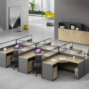 Durable Modern Wood Workstation for Small Office Cubicle with Adjustable Partition Wall