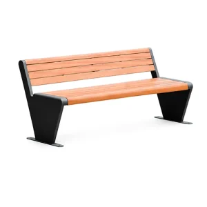 Durable Outdoor Bench Stainless Steel Frame Solid Wood Seat for Parks Scenic Spots