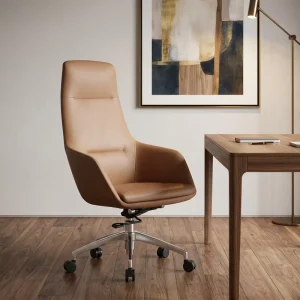 Durable PU Leather Executive Office Chair with Adjustable Height Swivel Modern Design Wood Frame for Office and Workshop Use