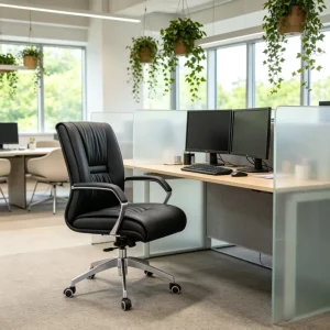 Durable PU Leather Office Chair Modern Design Adjustable Height Swivel Chair Office and Workshop Use