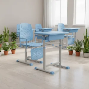 Durable Plastic Desk and Chair Set for Kids Easy Cleaning Single Student Desk and Chair for Home Office Apartment