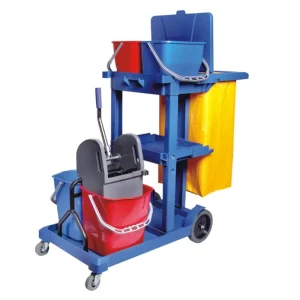 Durable Plastic Folding Hotel Room Housekeeping Maid Cleaning Utility Cart Trolley Housekeeping Plastic Trolley