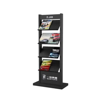 Durable Portable Multi Shelves Metal Library Magazine Book Display Rack Easy Assembly Customized Shape Dye Sublimation