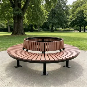 Durable Powder Coated Galvanized Sheet Outdoor Bench With Solid Wood Seat Ergonomic Garden Furniture for Patio and Backyard Use
