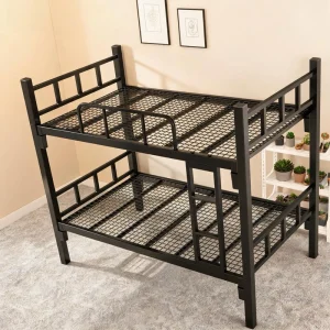Durable Powder Coated Steel Double Bed with Full Metal Mesh Platform for Oil Field Accommodation