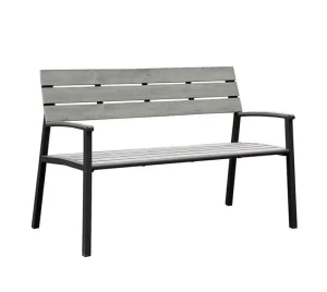 Durable Powder Coated Steel Frame Park Bench with Wooden Seat and Back Support