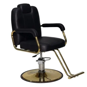 Durable Professional Barber Shop Chair Reinforced Metal Base Hydraulic Height Adjustable Reclining Heavy Duty Modern Design
