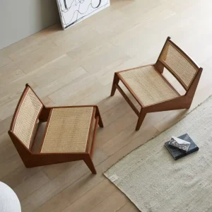 Durable Reclining Wooden Leisure Chair with Soft Cushion in Modern Japanese Industrial Style for Living Room Bedroom for Villas