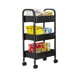 Durable Simple Movable Metal Kitchen Home Organizer 3 Tiers Serving Rolling Storage Cart Kitchen Trolley Cart With Wheels