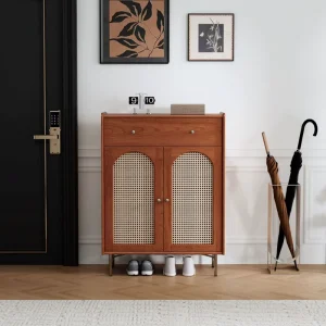 Durable Solid Wood Entryway Shoe Cabinet with Space Saving Design for Living Room and Hospital Use
