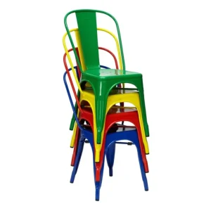 Durable Stackable Vintage Industrial Silla Metal Dining Chairs for Home Office Cafe Shop Furniture