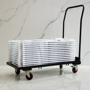 Durable Steel Four Wheel Platform Hotel Trolley Outdoor Wimbledon Folding Chair Cart Banquet Dining Restaurant Tools