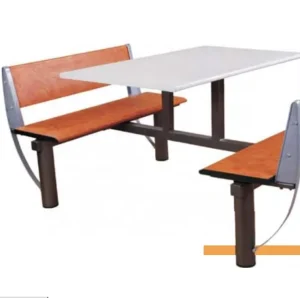 Durable Steel Frame Wood Top Dining Table and Chair Set for Hospital and Commercial Use
