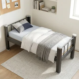 Durable Steel Single Bed for School Dormitory Sturdy Metal Bed Frame Philippines Factory Direct for Student Hostel