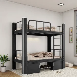 Durable Steel Twin Size Bunk Bed Frame with Storage Drawers Modern Design Metal Bed for School Dormitory and Hostel