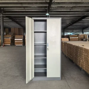 Durable Steel Two Swing Door Filing Cabinet with Adjustable Shelves Lockable Metal File Cabinet for Office Home Storage