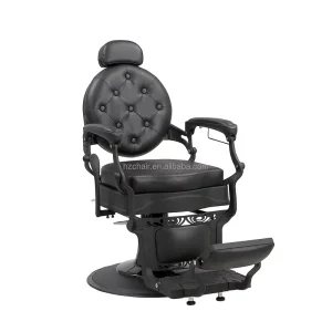 Durable Vintage Style Reclining Barber Chair Fashion Leather Height Adjustable for Beauty Salon