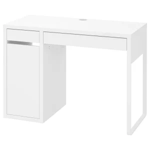 Durable White Wood Office Computer Desk with Black Drawers Modern Study Writing Workstation Home School Gaming Table Furniture