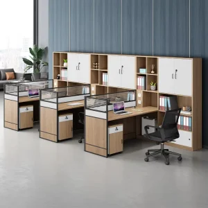 Durable Wood Commercial Office Furniture Desk Work Partition Cubicle Modular Set Modern Table Workstation File Drawer