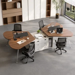 Durable Wood Modular Commercial Office Desk Chair Set Storage Simple Modern Double Screen Four Person Workstation Desk