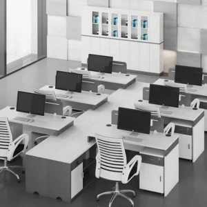 Durable Wood Modular Wok Station Black Person Seater Set Modern Office Desk Workstation for School Hospital