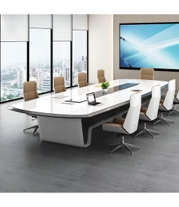 Durable and Stylish Modern Glossy White CORIANS Solid Surface Eco Friendly Conference Room Training Desk for Home Office