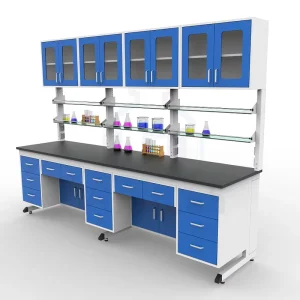 Dust Proof Clean Room Lab Furniture Bench Corrosion Resistance Metal Wall Cabinet 4-Drawer Silence Door Epoxy