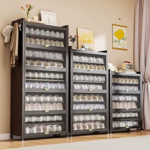 Dustproof Closed Stackable Shoe Cabinet Steel Shoe Cabinet Multipurpose Storage Cabinet Lemari Sepatu Baja Lemari