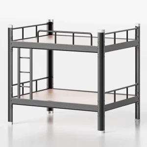 Duty Bunk Bed School Dormitory Metal Children Kids Bunk Double Decker Bed America Style Twin Over Full Decker with Shoes Shelf