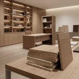 E0 Grade Particle Board Melamine Panel Sheet for Office Desks Floor Standing Bookshelves & Library Cabinet