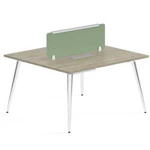 E0 MFC Linear Office Workstation for 2 4 Staff with Laser Edge Banding and Durable Steel Shared Leg Frame Design