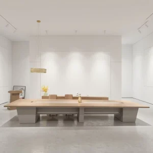 E0 grade MDF Warm tone Modern Minimalist Office Furniture Conference Table Stain resistant Dirt resistant 6 20 People Long Table