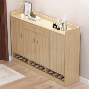 E0 grade Plywood 4 door Shoe Cabinet Durable and Easy to Assemble Suitable for Apartment Living Rooms and Hallways
