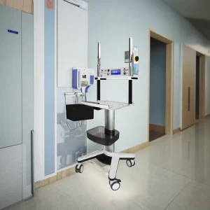 ECG Equipment Trolley Cable Storage Arm Aluminum Alloy 4 Brake Wheels Hospital Cart Industrial Clinic School