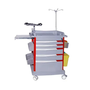 EM ET002 Medicine Trolley Cart Medical Hospital Furniture ABS Emergency Medical Trolley Cart for Hospital Clinic