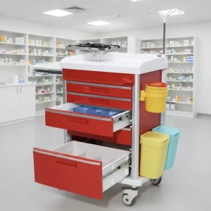 EM ET076 ABS Emergency Crash Cart Medical Mobile Resuscitation Trolley With Drawers