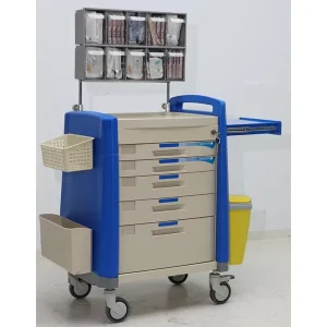 EM ET088 Medical ABS Plastic Drawer Aluminum Alloy Column Emergency Trolley Float