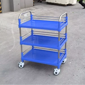 EM ET128 Plastic Stainless Steel Multifunction Hospital Medical Nursing Serve Transport Trolley