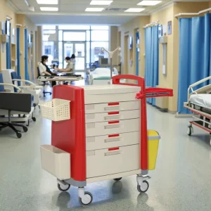 EMS Crash Trolley CPR Board ABS Modern Design Noise Free Caster Multi Function Oxygen Holder Hospital Use Adjustable Height