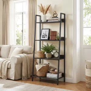 EN Certified Durable Shelving Unit Reinforced Steel Frame FSC Wood Living Room Furniture Eco Friendly Space Saving for