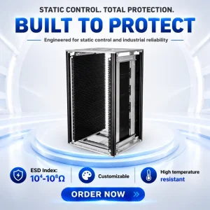 ESD Industrial Office Furniture Magazine Rack PP Steel Adjustable Antistatic SMT PCB Storage Rack