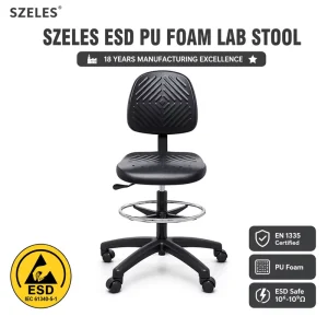 ESD Laboratory Chair Anti static Cleanroom Chair Industrial Ergonomic Chair Heavy Duty Durable PU Leather Foam Chair