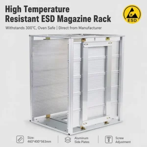 ESD SMT Zinc Plated Aluminium ESD PCB Magazine Racks 460x400x563mm 300 Heat Resistant Freestanding Adjustable RoHS Certified