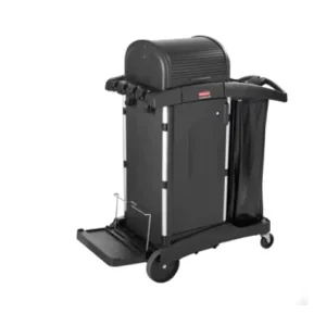 EXECUTIVE Janitorial Cleaning Cart with Doors and Hood High Security Black