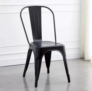 Easy Assemble Antique Iron Vintage Industrial Style Stackable Outdoor Metal Restaurant Dining Chair