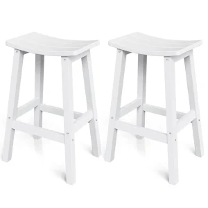 Easy to Clean HIPS Furniture White All Weather Bar Stools Set Waterproof Outdoor Bar Stools for Bar Patio