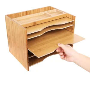 Eco Friendly Bamboo Wooden File Cabinet Office Organizer Laser Engraved Logo Lacquer Finish Storage Containers Bedroom Furniture