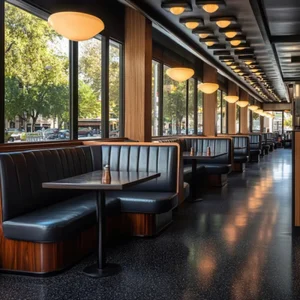 Eco Friendly Customized Commercial Modern Furniture Set Solid Wood Square Table Leather Booth Seating for Restaurant
