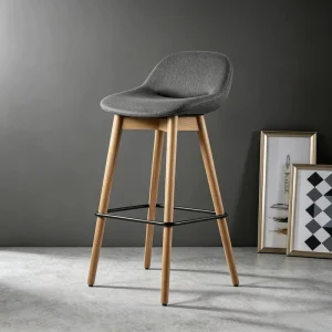 Eco-Friendly Modern Heavy Duty Wood Leg High Bar Stool with Customized Color for Hotel and Commercial Use