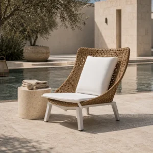 Eco Friendly Modern Rattan Aluminum Outdoor Lounge Chair Portable for Villa Hotel & Resort Terraces